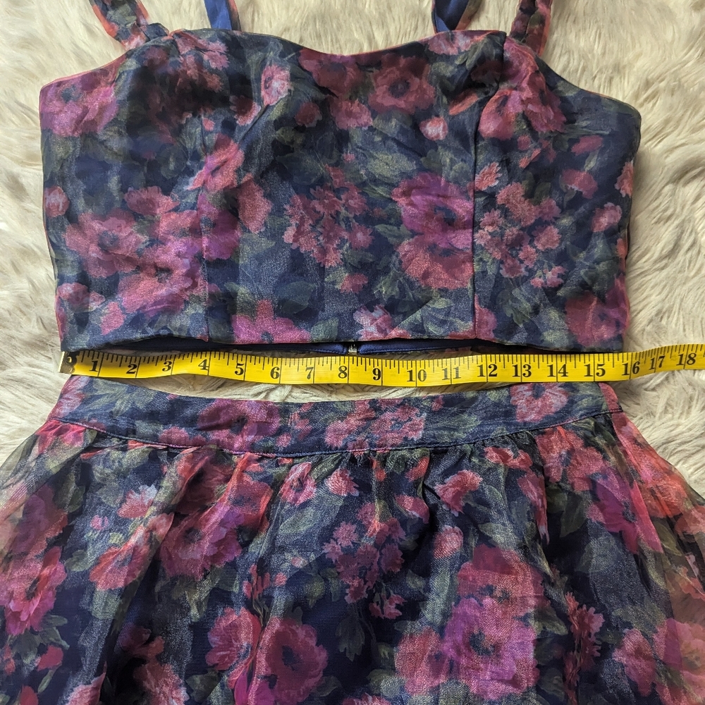 EUC Lulus Exceptional Event Navy Blue Floral Print Two Piece Maxi Dress - Picture 9 of 11